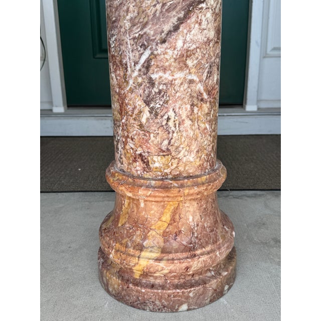 1980s 1980s Fine Pink Italian Marble 40" Neoclassical Pedestal Column Ft. Breccia-Style Veining For Sale - Image 5 of 18