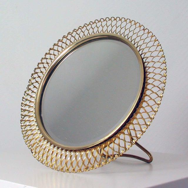 Mid-Century German Brass Vanity Table Mirror from Vereinigte Werkstätten Munich For Sale - Image 9 of 12