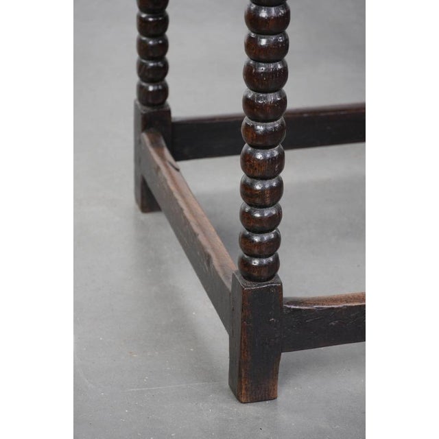 Antique English Oak Side Table with Drawer and Bobbin Turned Legs., 18th Century For Sale - Image 9 of 12