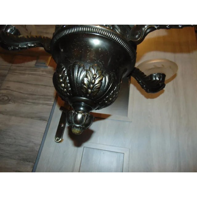 Brown Art Deco Brass Chandelier, 1920s For Sale - Image 8 of 13