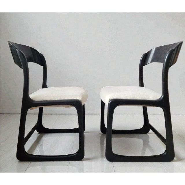 Black and White Sleigh Chairs from Baumann, 1970s, Set of 4 For Sale - Image 3 of 8