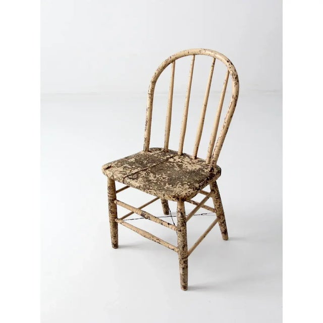Antique Spindle Back Farmhouse Chair For Sale - Image 4 of 11