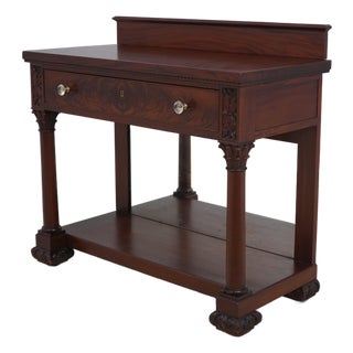 Antique Empire Mahogany 1 Drawer Buffet Server For Sale