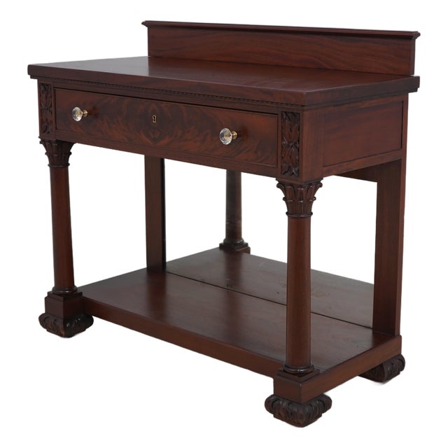 Antique Empire Mahogany 1 Drawer Buffet Server For Sale