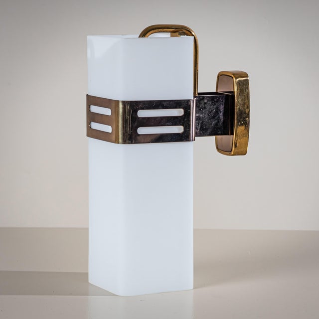 Single Wall Sconce in Opaline Glass and Brass by Stilnovo, Milan, Italy, 1950s For Sale In New York - Image 6 of 8