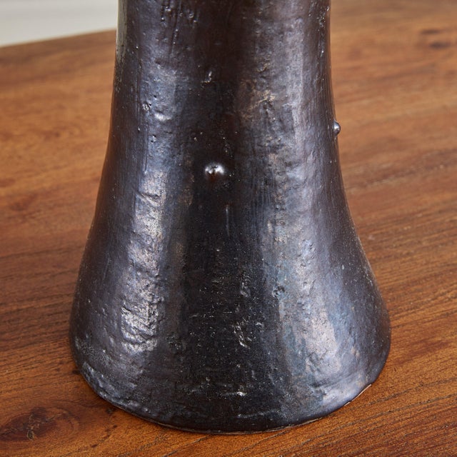 French Black Ceramic Figural Vase by Dalo, 21st Century For Sale - Image 4 of 8