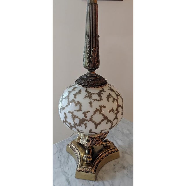 Vintage 1960 S Brass And Antique White Glass Lamp Chairish