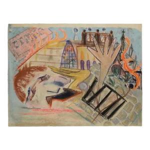 Holy Fire, Abstract Expressionist Figurative Pastel