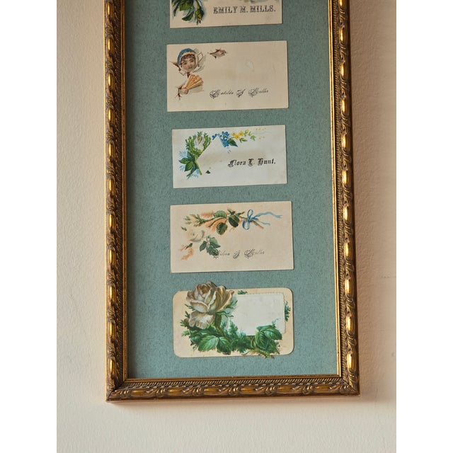 19th Century Antique 19th‑Century Calling Card Collection in Ornate Gold Frame For Sale - Image 5 of 8