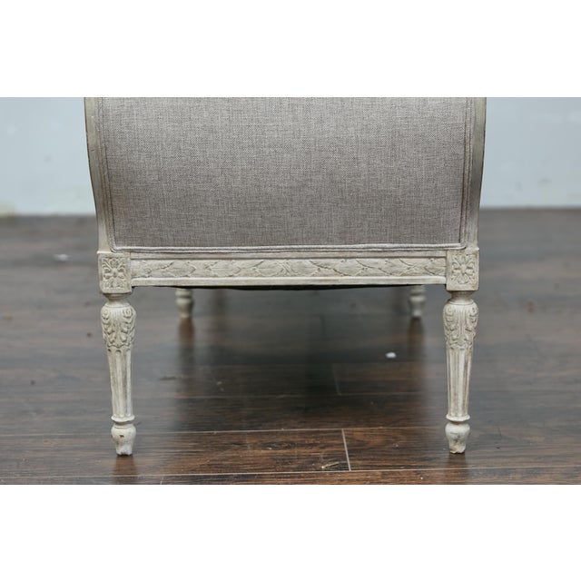 19th Century French Louis XVI Style Painted Daybed with Foliage Carving For Sale - Image 11 of 12