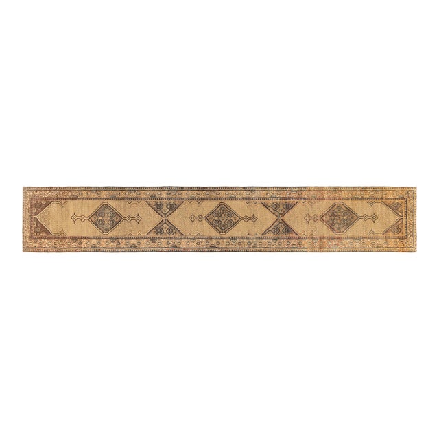 Camel Antique Persian Sarab Handmade Wool Runner For Sale