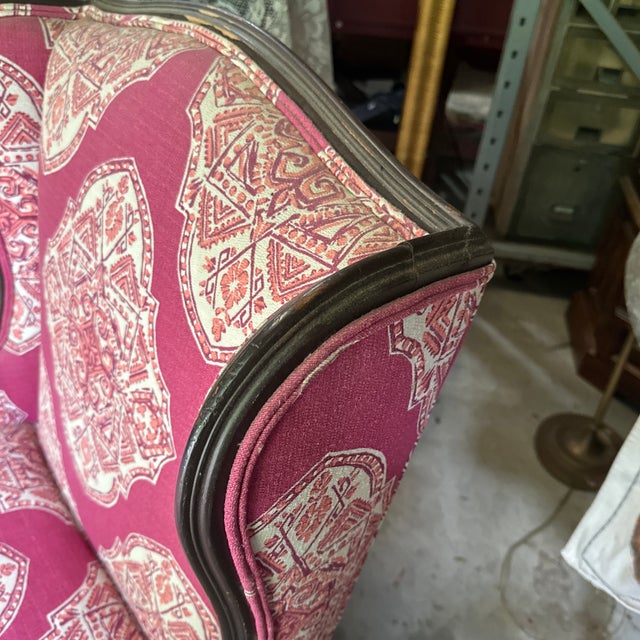 Pink 1970s Pink Cushioned Chair With Wooden Accents For Sale - Image 8 of 11