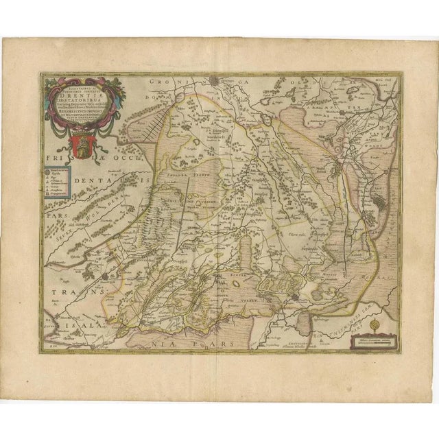 Original antique map titled 'Illustribus ac Potentibus Comitatus Drentiae (\.)'. Old map of the province of Drenthe, the...