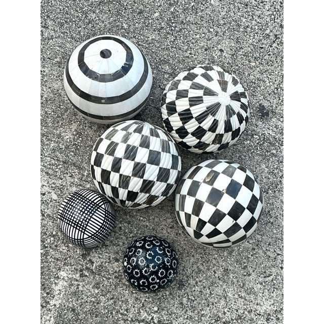 Vintage Geometric Assorted Spheres - Set of 6 For Sale - Image 10 of 12