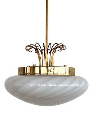 Mid-Century Italian Medusa Jellyfish Pendant in Swirl Glass and Brass, 1970s