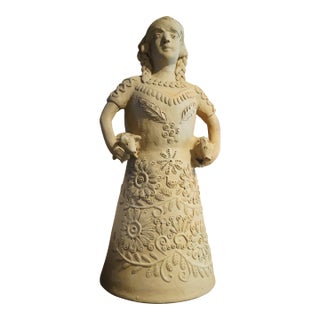 1970s Mexican Teodora Blanco Nunez Style Folk Art Pottery Woman For Sale