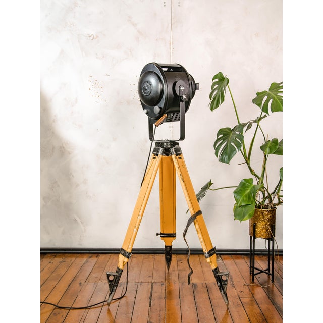 Black Black Theater Spotlight on Surveying Tripod Floor Lamp from A.E. Cremer, 1950s For Sale - Image 8 of 18
