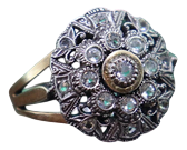 Gold and Silver Ring with Inlaid Zirconias
