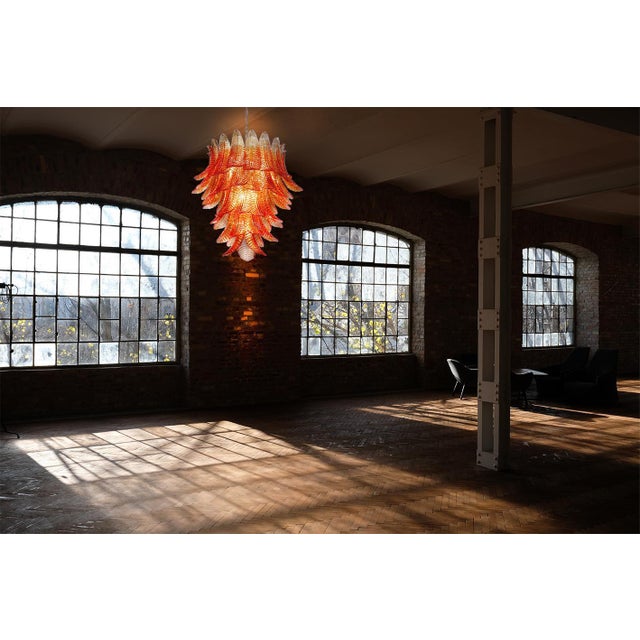 Italian Chandeliers with Leaves in the style of Barovier & Toso, Set of 2 For Sale - Image 4 of 17