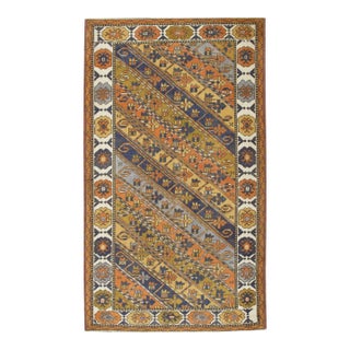 Vintage Turkish Hand Knotted Wool Rug Red & Beige Geometric Design 3'8" X 6'5" For Sale