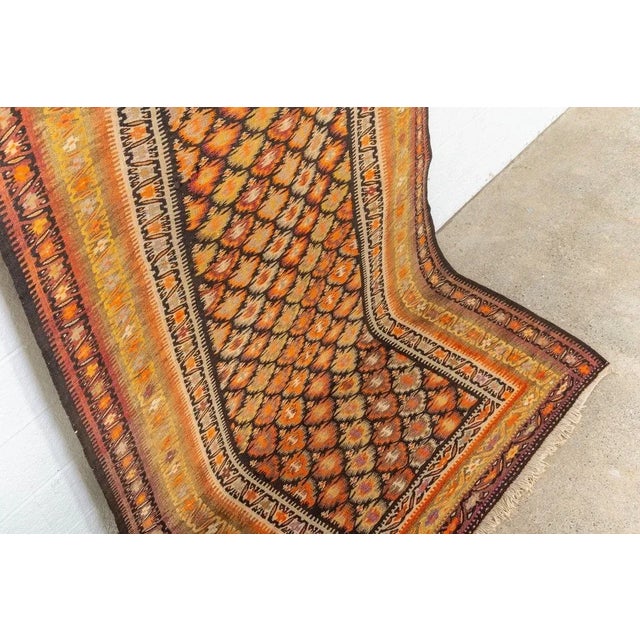 Early 20th Century Vintage Persian Veramin Kilim Orange Area Rug 4'9'' X 9'8'' For Sale - Image 10 of 11