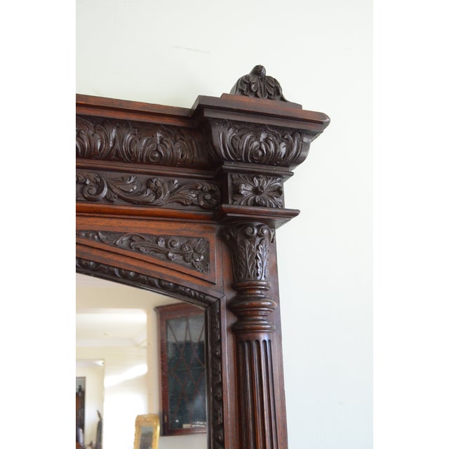 Antique English Oak Mirror with Carved Details, 1880 For Sale - Image 13 of 18