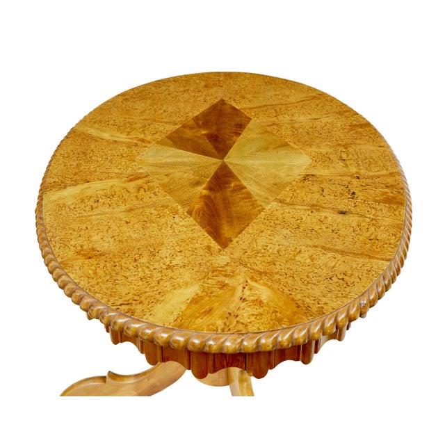 19th Century Swedish Oval Burr Birch Occasional Table, 1870 For Sale - Image 6 of 9