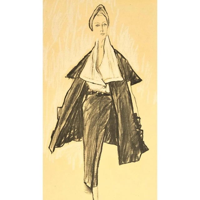 Schiaparelli 1950 French Mid-Century Elsa Schiaparelli Fashion Print For Sale - Image 4 of 4