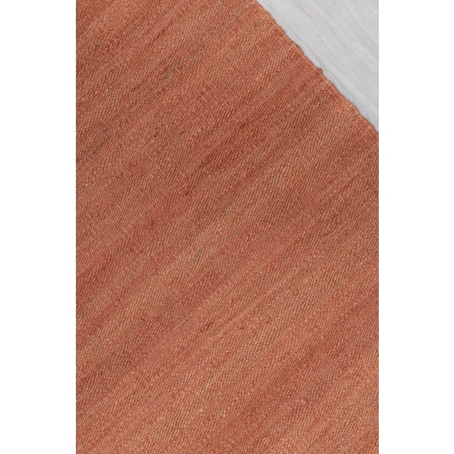 Rust Solid Handwoven Premium Natural Jute Yarn Flatweave Rug 5x8 Ft. For Sale - Image 4 of 12