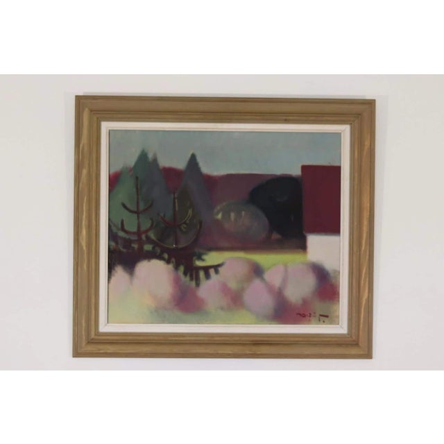 Original Swedish Oil on Canvas – “Trees” by Ivar Hjertqvist – Vintage & Framed – 68 × 77 cm (26.8" × 30.3") A serene...