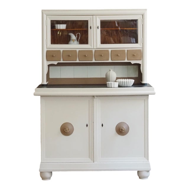 Antique White Glass Display Cabinet For Sale
