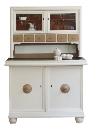 Antique White Glass Display Cabinet