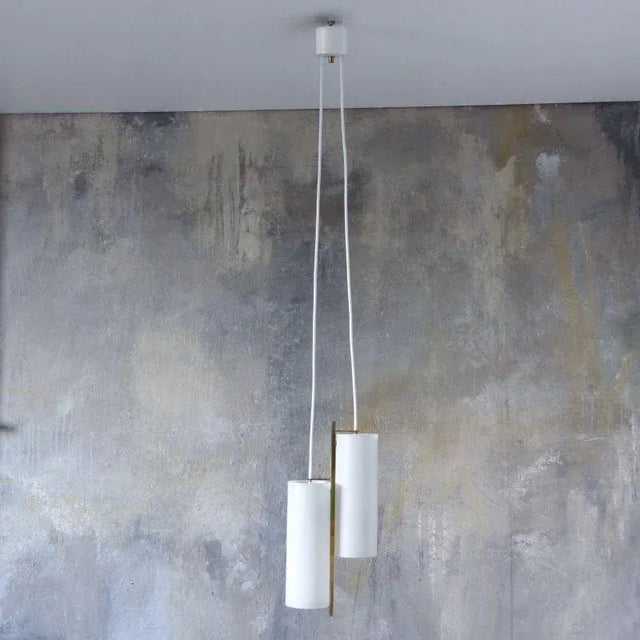 1950s Scandinavian Ceiling Lamp in Brass and Opal Glass, 1950s For Sale - Image 5 of 18