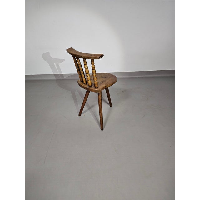 Wood Farmers Tripod Chair in Wood For Sale - Image 7 of 18