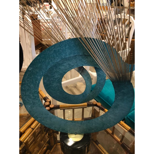 Brutalist Vintage 1967 Mid Century Modern Curtis Jere Metal Kinetic Statue For Sale - Image 3 of 13