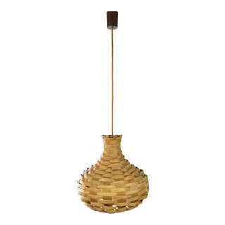 1970s Woven Veneer Pendant Lamp, Sweden For Sale