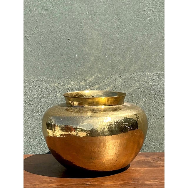 Vintage Hammered Brass Vase For Sale - Image 15 of 16