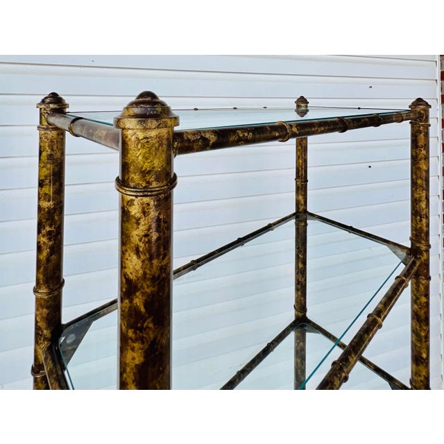 Metal Mid-Century Faux Tortoiseshell Bamboo Étagère Bookcase - Newly Painted For Sale - Image 7 of 10
