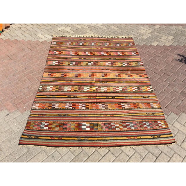 Tribal Kilim Rug - 67" X 101" For Sale - Image 12 of 12