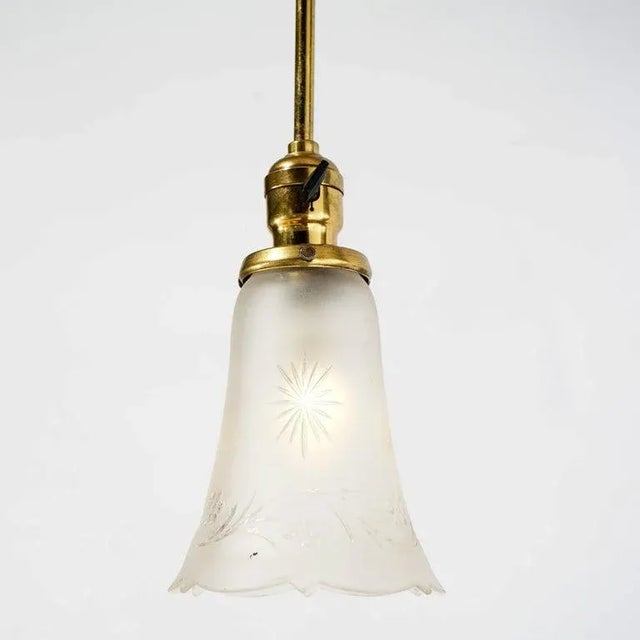 Early 20th Century Brass Hanging Hall Light Fixture Circa 1920 For Sale - Image 5 of 10