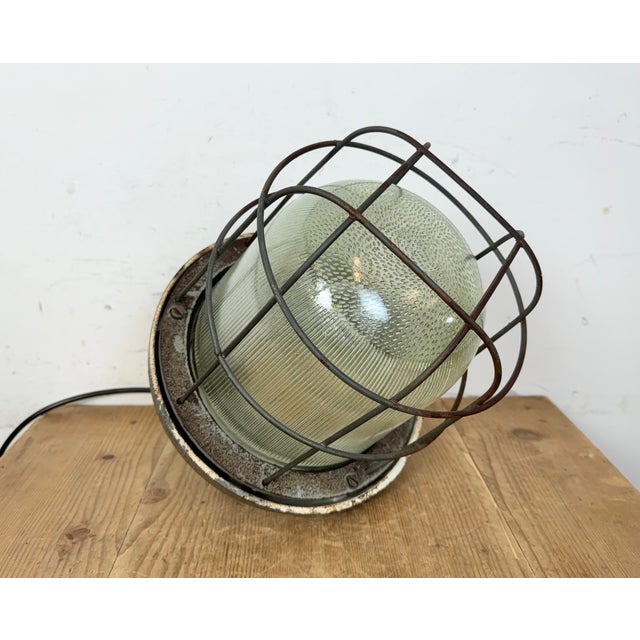 Industrial Cast Iron Cage Pendant Light from Polam, 1960s For Sale - Image 10 of 13