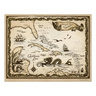 Islands of the Bahamas and West Indies Nautical Chart - Custom Framed Stretched Canvas For Sale