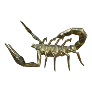 1970s French Modern Brass Scorpion Sculpture Signed Alain Chervet