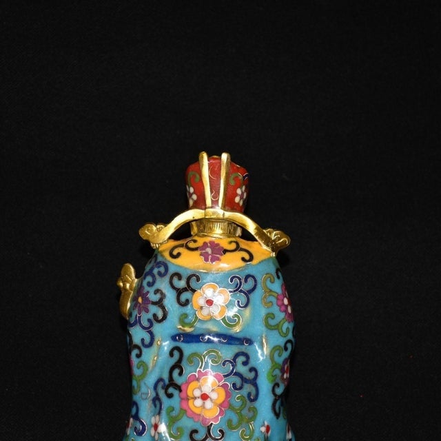 Vintage Cloisonne Enamel God of Wealth Figure - Standing Statue - 26cm For Sale - Image 9 of 9