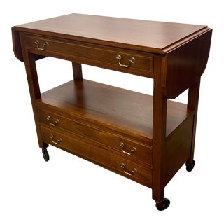Vintage Mahogany Federal Style Drop Leaf Bar Cart Server For Sale