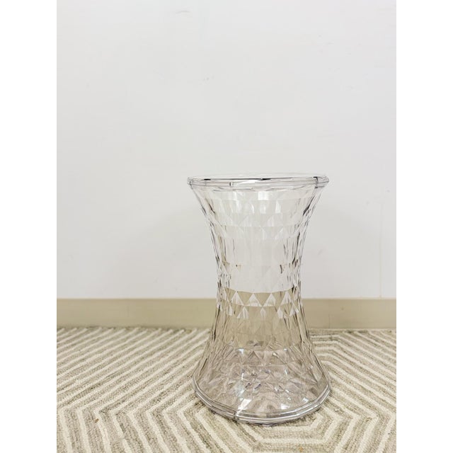 Kartell Style Clear Acrylic Stone Stool Vintage Crystal Lucite Seat MCM Style For Sale - Image 9 of 10