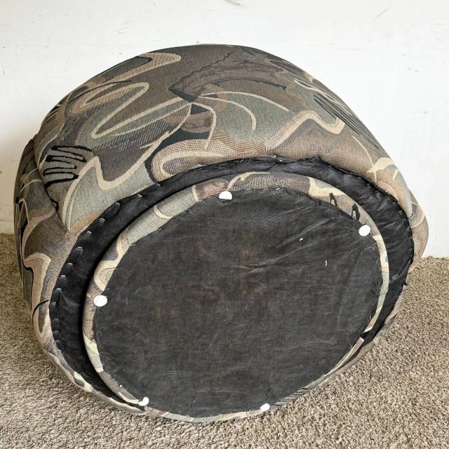 Textile Postmodern Nautilus “Camo” Swivel Barrel Chair For Sale - Image 7 of 7
