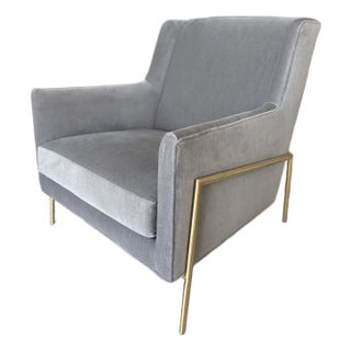 Rh Restoration Hardware Paget Wingback Chair in Velvet Fog For Sale
