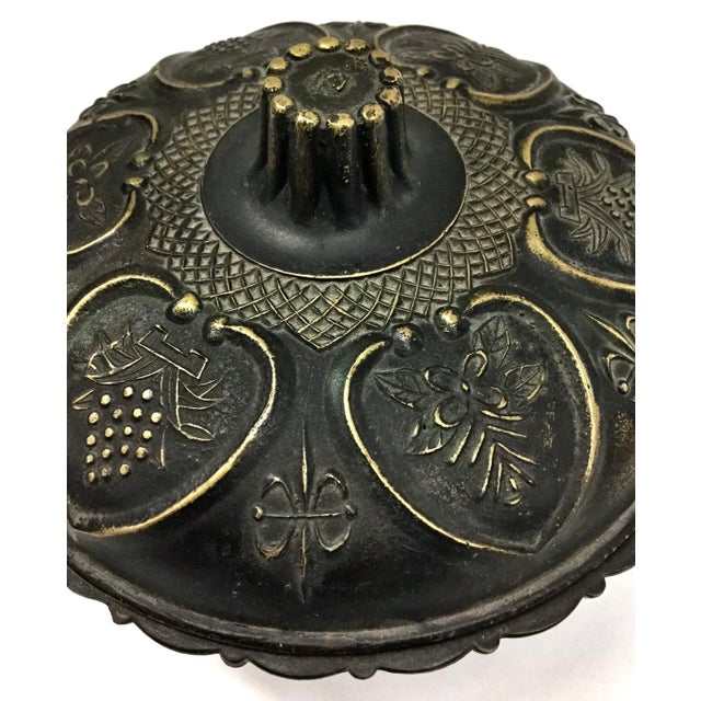 Bronze Antique Chinese Covered Brass Bowl For Sale - Image 8 of 12
