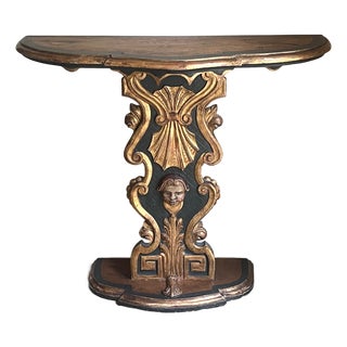 Vintage Hand Painted Baroque Style Pedestal Console Table, C. 1960's For Sale